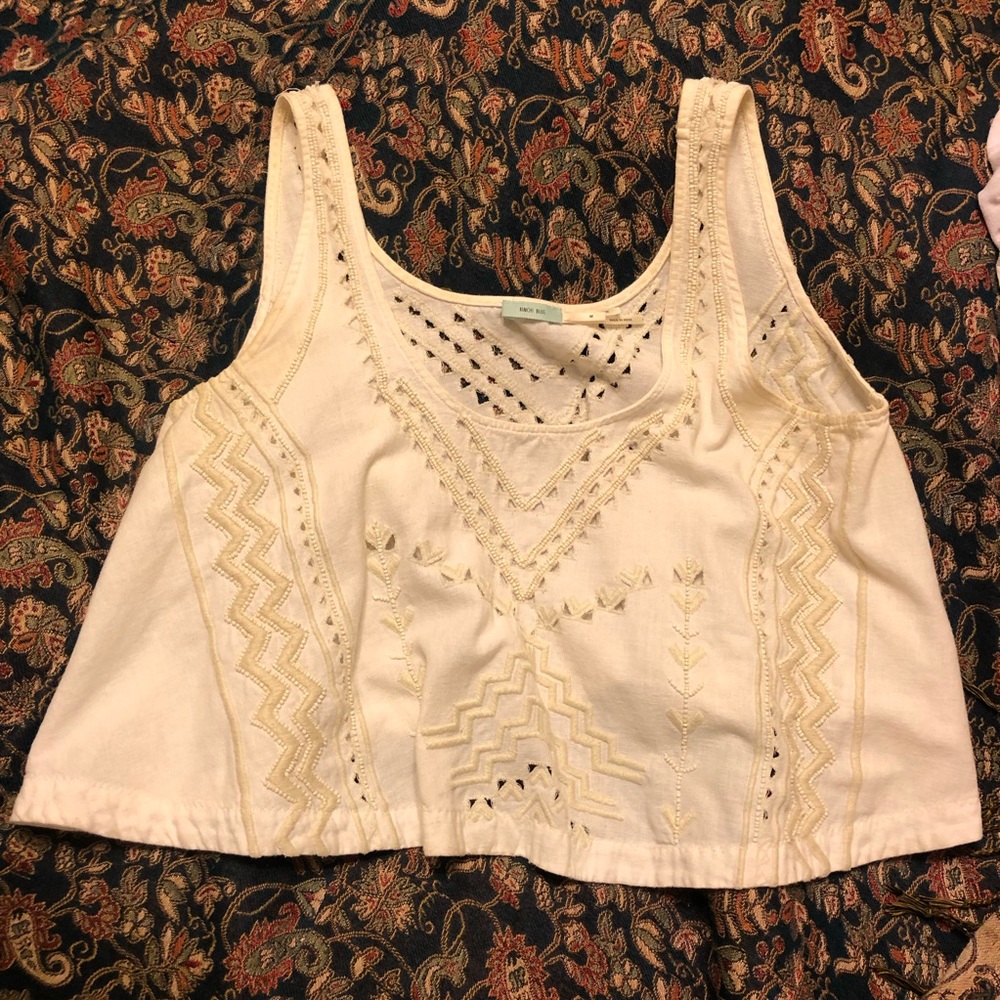 Beaded cream crop top